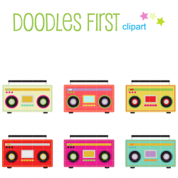 Funky Boombox Digital Clip Art for Scrapbooking Card Making
