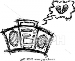 EPS Vector - Retro boombox in doodle style. Stock Clipart ...
