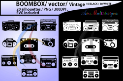 Boombox silhouette svg / 10B + 10W Boom | Design Bundles