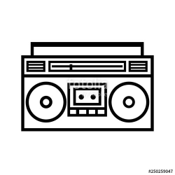 Boombox ghetto blaster outline icon. Clipart image isolated ...