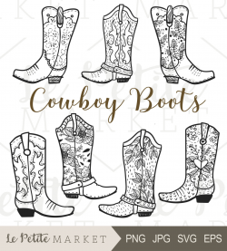 Cowboy Boot Clip Art Hand Drawn Cowboy Boots Cowgirl Boots