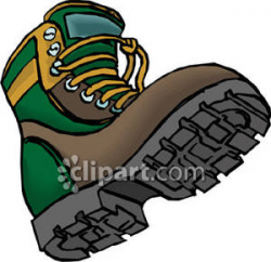 A Green and Brown Hiking Boot - Royalty Free Clipart Picture