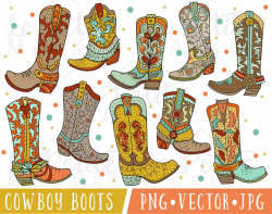 Cute Cowboy Boot Clipart Images Cowboy Boot Illustration Set