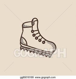Vector Illustration - Hiking boot with crampons sketch icon. EPS ...
