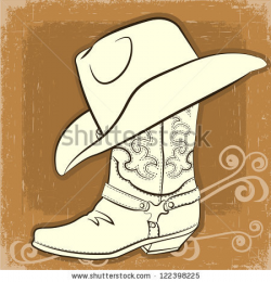 Color sketch cowboy boot clipart collection