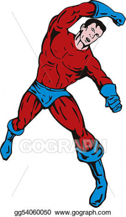 Stock Illustration - Superhero stand and punch emo. Clipart Drawing ...