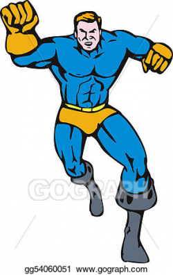Drawing - Superhero run and punch to the front. Clipart Drawing ...