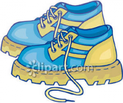 A Pair of Blue and Tan Hiking Boots - Royalty Free Clipart Picture