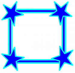 Clipart - Simple Bright Blue Star Cornered Frame