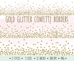 Gold Glitter Confetti Borders Clip Art. Glitter Borders and