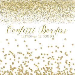 Gold Confetti Borders Glitter Confetti Clipart Digital