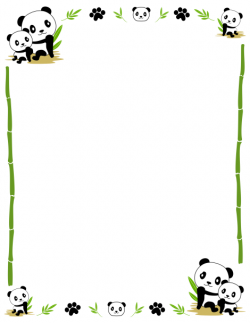 Border clip art featuring cute pandas, bamboo, and paw prints. Free ...