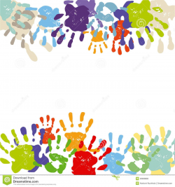Abstract Colorful Hand Print Border Or Frame On White Background ...