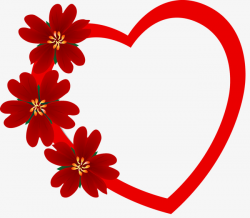 Red Love On The Borders Of The Flowers, Flowers, Love, Frame PNG ...