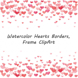 Watercolor Hearts Borders clipart Frame Clipart Watercolour