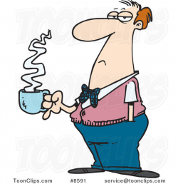 Cartoon Bored Business Man with Coffee #8591 by Ron Leishman