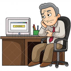 Old Man Waiting For Slow Computer Cartoon Vector Clipart | Slow ...