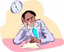 A Bored Businessman Sitting At His Desk Waiting For the Workday To ...