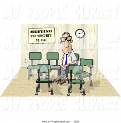 Clip Art of a Bored Lonely Businessman Sitting and Waiting by ...