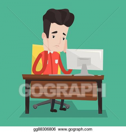 Vector Stock - Exhausted sad employee working in office. Stock Clip ...