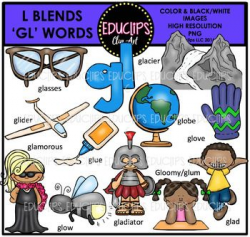 L Blends GL Words Clip Art Bundle {Educlips Clipart} | Clip art