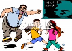 Clipart Picture of a Teacher Yelling at Bored Students