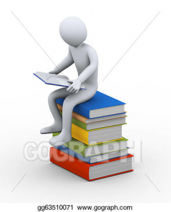 Drawing - 3d man reading book. Clipart Drawing gg63510071 - GoGraph