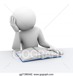 Drawing - 3d bored person reading book. Clipart Drawing gg71360442 ...