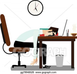 Vector Illustration - Tired office man sleeping at desk. EPS Clipart ...