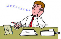 A Man Sleeping At His Desk At Work Royalty Free Clipart Picture
