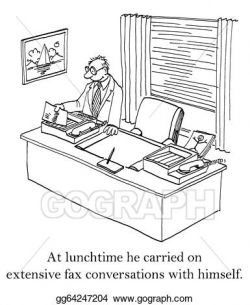 Stock Illustrations - Bored office worker faxes to self. Stock ...