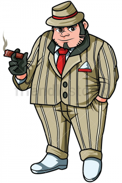 Italian Mafia Boss Smoking Cigar Vector Cartoon Clipart | Olive ...
