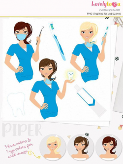 Woman dentist character clipart, dental care illustration, hygienist ...