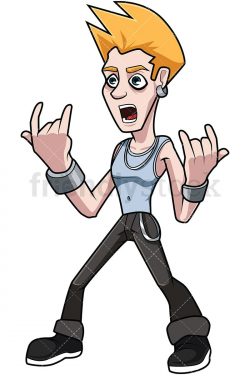 Heavy Metal Guy Sign Of The Horns Cartoon Vector Clipart | Blond men