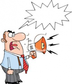 An Angry Boss Shouting Over a Megaphone - Royalty Free Clipart Picture
