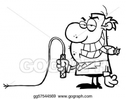 Vector Clipart - Black and white boss with a whip. Vector ...