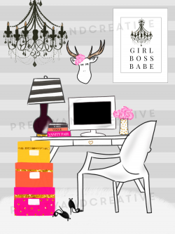 Boss Office Girl Scenery Clipart Set, Girl Office, Office Elements ...
