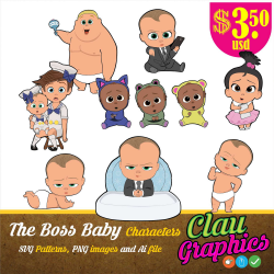 The Boss Baby Movie clipart Digital Illustrations on editable