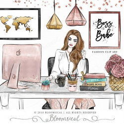 A glamorous feminine girl boss clipart collection featuring a DIY ...