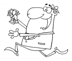 Coloring Pages Clipart Image - Greedy Man Running to the Bank with a ...