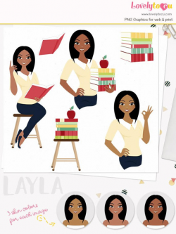 Woman teacher character clipart, teaching illustration, classroom ...