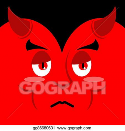 Clip Art Vector - Devil sad. sadness emotion on red background ...