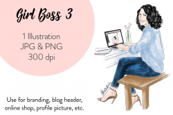 Watercolor Fashion Clipart - Girl Boss 3 by Parinaz Wadia Design ...