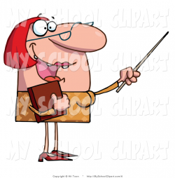 Clip Art of an Energetic Female Teacher Pointing by Hit Toon - #6