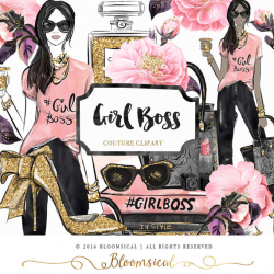 Girl Boss Clip Art | Fashion Illustration Glam Woman books hand bag ...