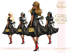 African American clipart girl boss clipart fashion clipart