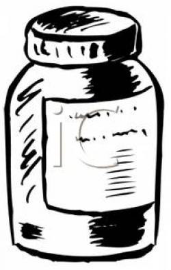 Black and White Pill Bottle Clipart Picture