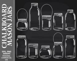 Chalkboard Mason Jar Clip Art - Jars, Glass, White, Decoration ...