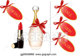 Vector Stock - Red lipstick and perfume bottle. Stock Clip Art ...