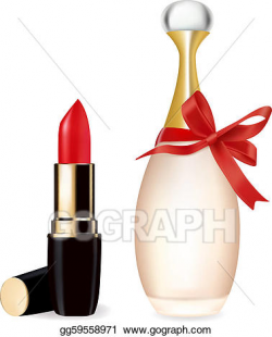 Vector Stock - Red lipstick and perfume bottle. Stock Clip Art ...